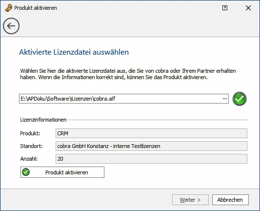Lizenzdatei auswählen