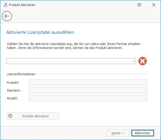 Lizenzdatei auswählen