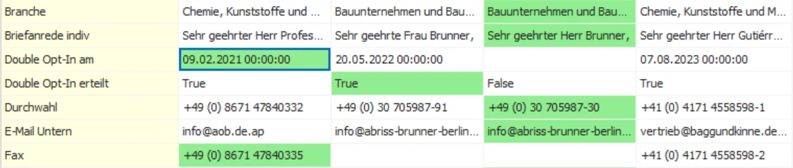 Adressen zusammenfuehren Auswahl