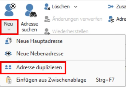 Adresse duplizieren Menueband