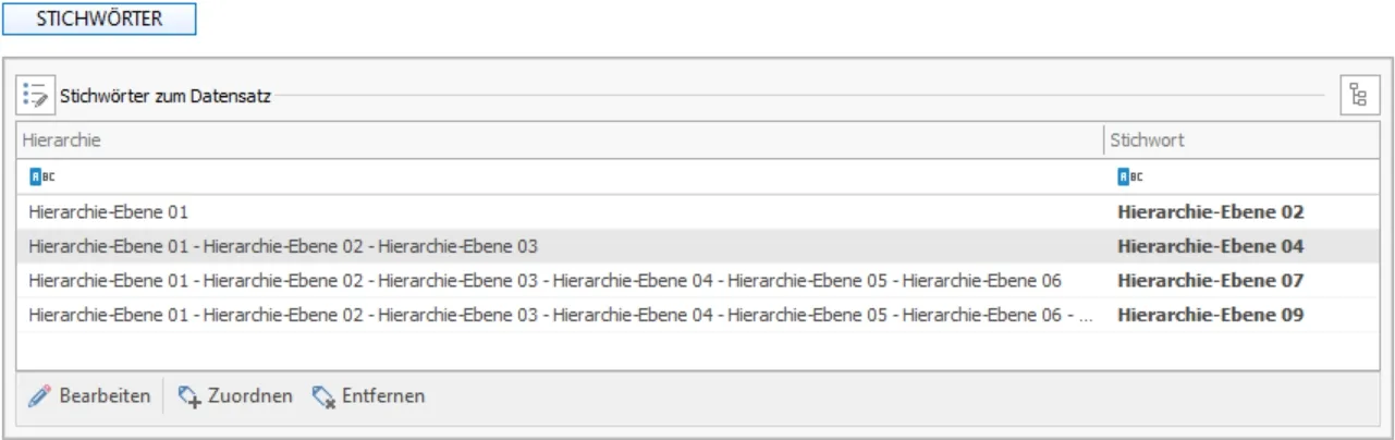 Stichwort Zuordnen Adresse auswaehlen
